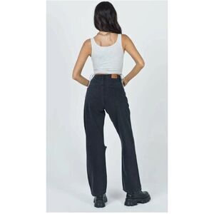 Princess Polly Fraya High Rise Ripped Black Boyfriend Jeans size 12